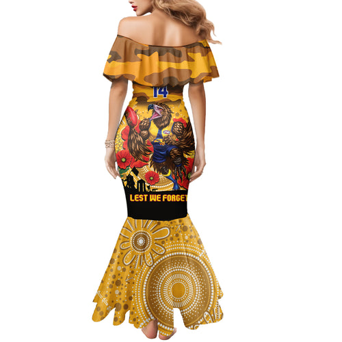 Custom Eagles Football ANZAC Mermaid Dress Gallipoli Camouflage With Poppies