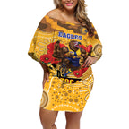 Custom Eagles Football ANZAC Off Shoulder Short Dress Gallipoli Camouflage With Poppies