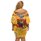 Custom Eagles Football ANZAC Off Shoulder Short Dress Gallipoli Camouflage With Poppies