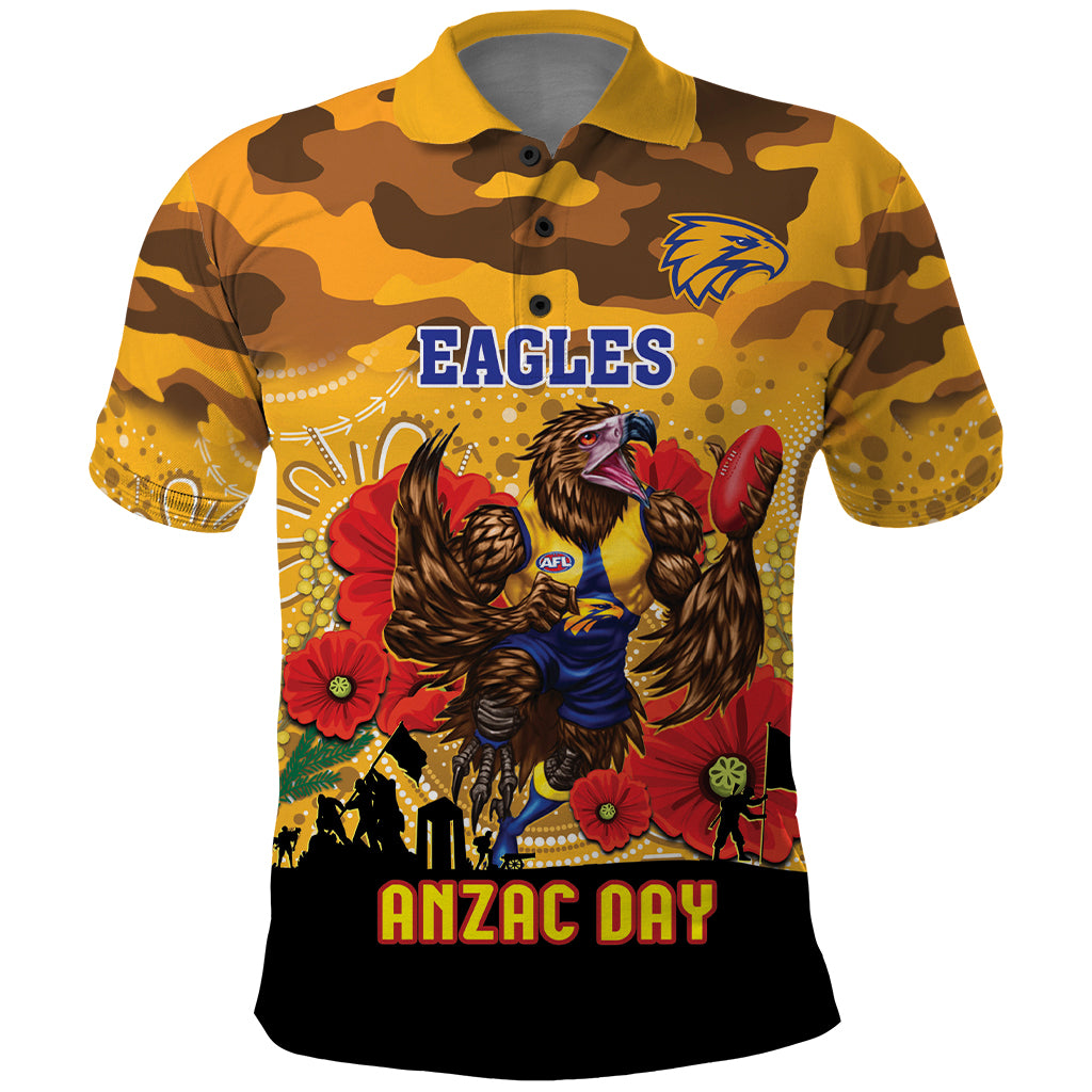Custom Eagles Football ANZAC Polo Shirt Gallipoli Camouflage With Poppies
