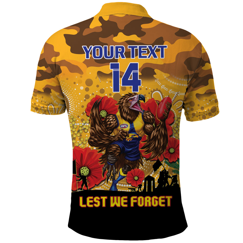 Custom Eagles Football ANZAC Polo Shirt Gallipoli Camouflage With Poppies
