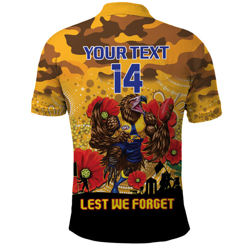 Custom Eagles Football ANZAC Polo Shirt Gallipoli Camouflage With Poppies