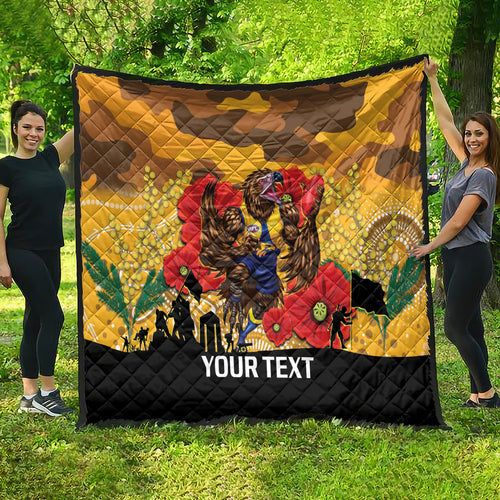 Custom Eagles Football ANZAC Quilt Gallipoli Camouflage With Poppies