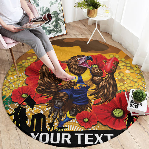 Custom Eagles Football ANZAC Round Carpet Gallipoli Camouflage With Poppies