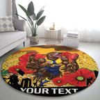 Custom Eagles Football ANZAC Round Carpet Gallipoli Camouflage With Poppies