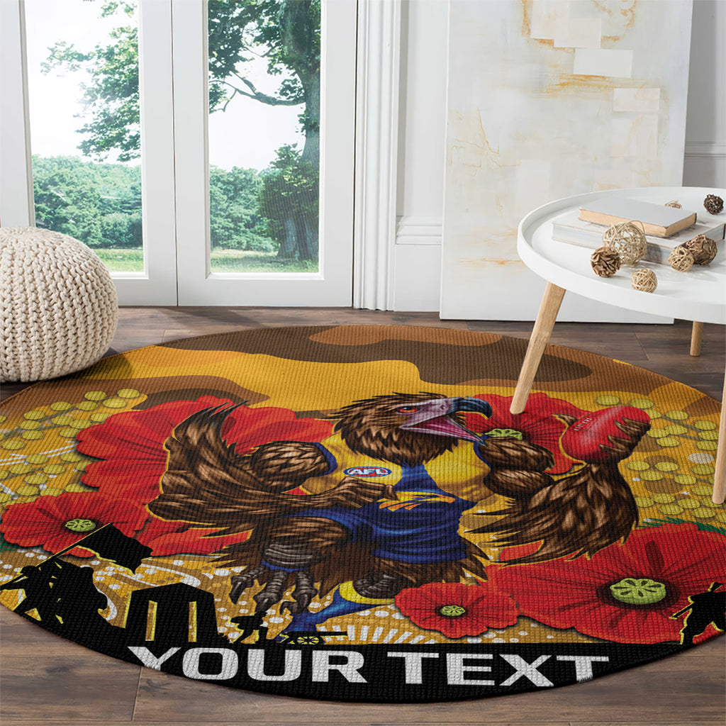 Custom Eagles Football ANZAC Round Carpet Gallipoli Camouflage With Poppies