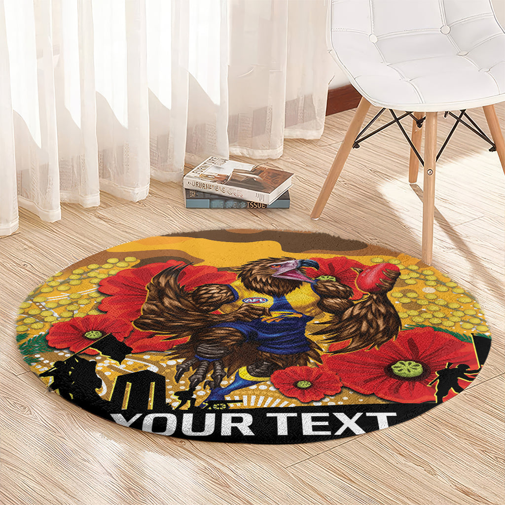 Custom Eagles Football ANZAC Round Carpet Gallipoli Camouflage With Poppies