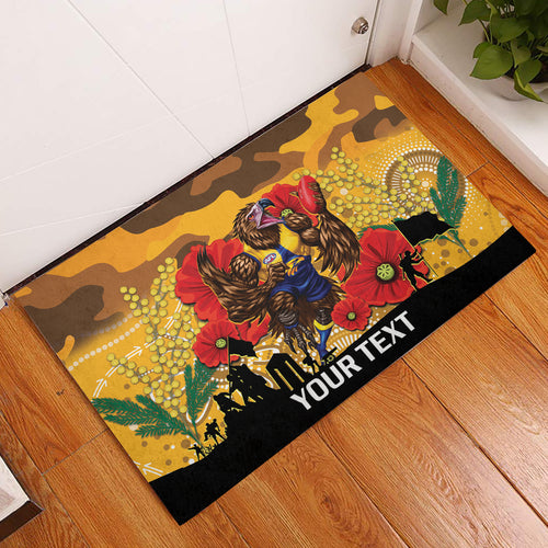 Custom Eagles Football ANZAC Rubber Doormat Gallipoli Camouflage With Poppies