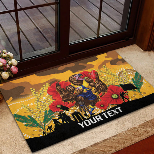 Custom Eagles Football ANZAC Rubber Doormat Gallipoli Camouflage With Poppies