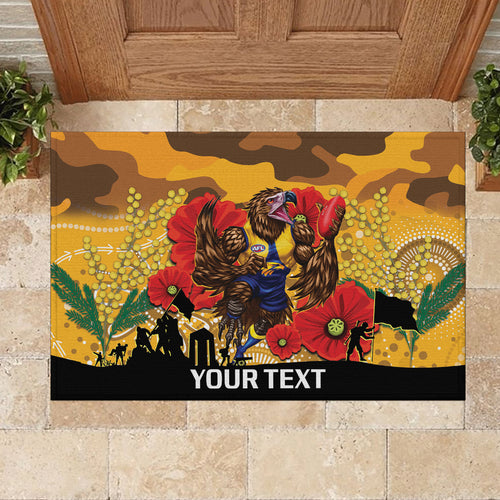 Custom Eagles Football ANZAC Rubber Doormat Gallipoli Camouflage With Poppies