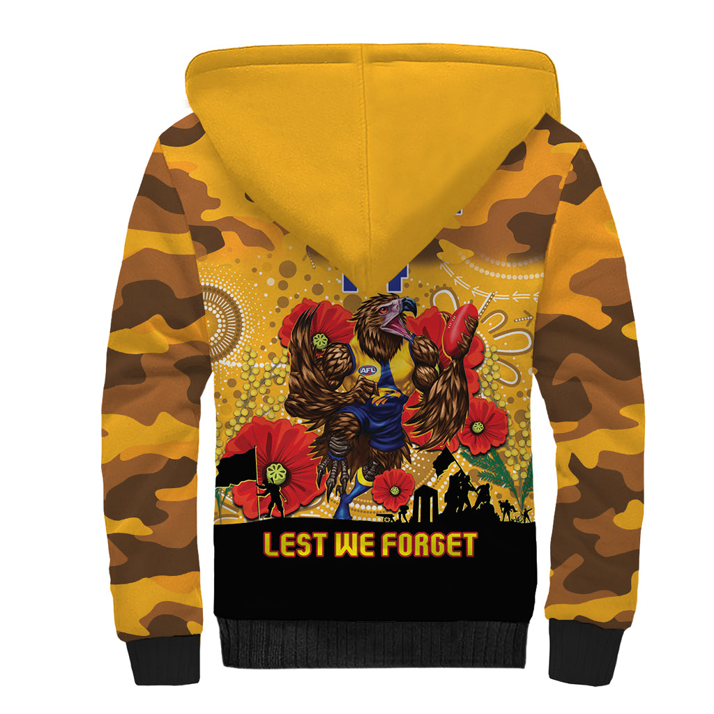 Custom Eagles Football ANZAC Sherpa Hoodie Gallipoli Camouflage With Poppies