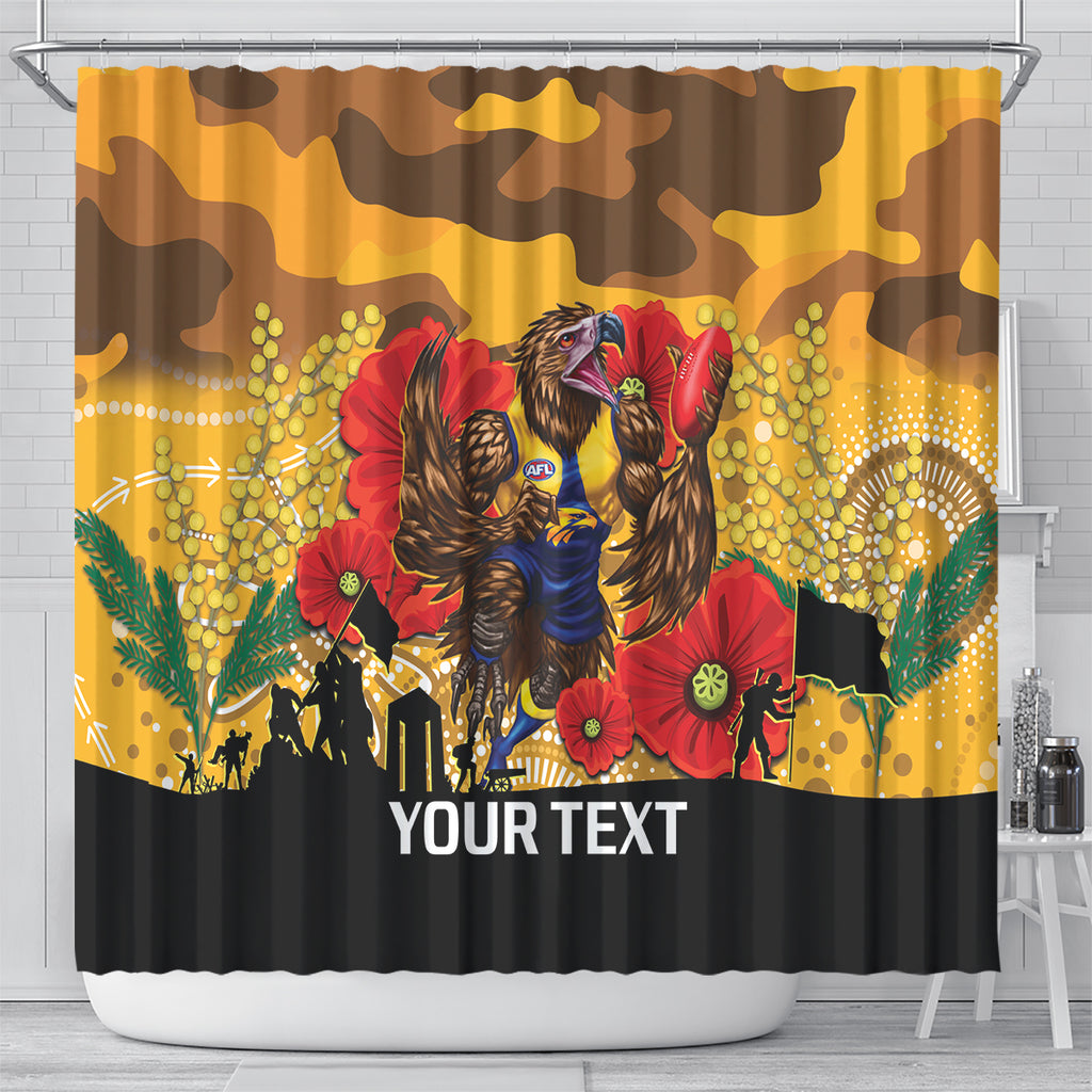 Custom Eagles Football ANZAC Shower Curtain Gallipoli Camouflage With Poppies