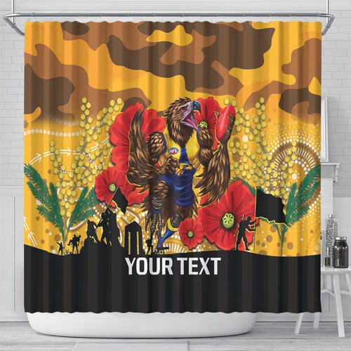 Custom Eagles Football ANZAC Shower Curtain Gallipoli Camouflage With Poppies