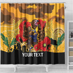 Custom Eagles Football ANZAC Shower Curtain Gallipoli Camouflage With Poppies