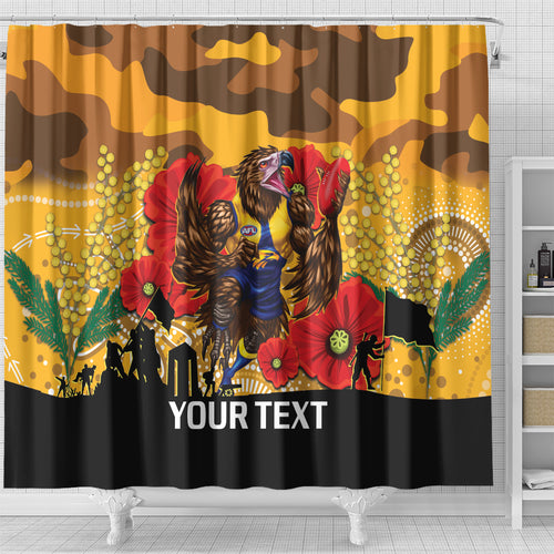 Custom Eagles Football ANZAC Shower Curtain Gallipoli Camouflage With Poppies