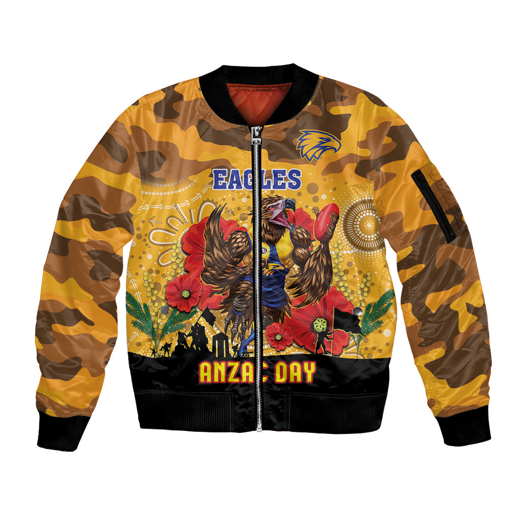 Custom Eagles Football ANZAC Sleeve Zip Bomber Jacket Gallipoli Camouflage With Poppies