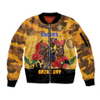 Custom Eagles Football ANZAC Sleeve Zip Bomber Jacket Gallipoli Camouflage With Poppies