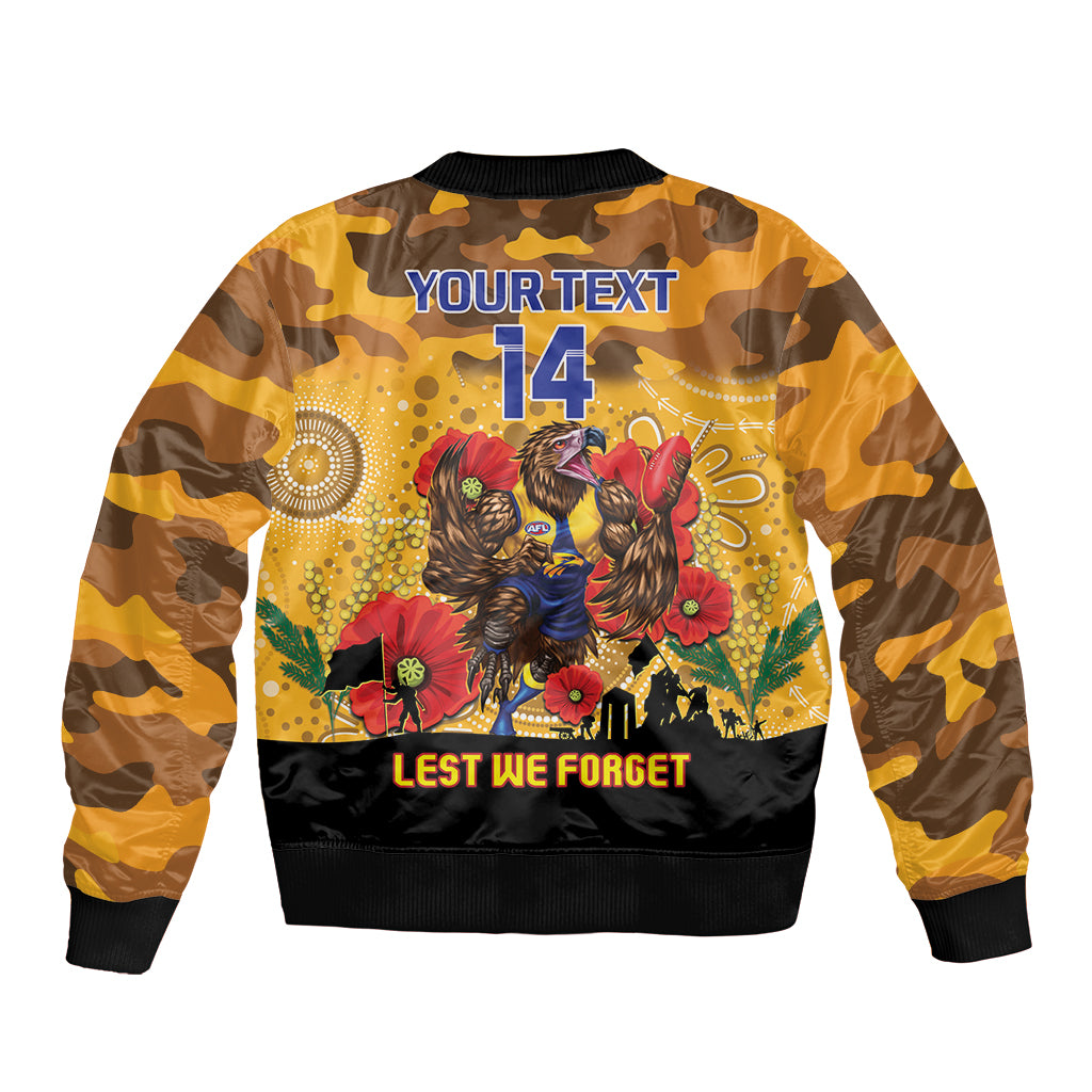 Custom Eagles Football ANZAC Sleeve Zip Bomber Jacket Gallipoli Camouflage With Poppies