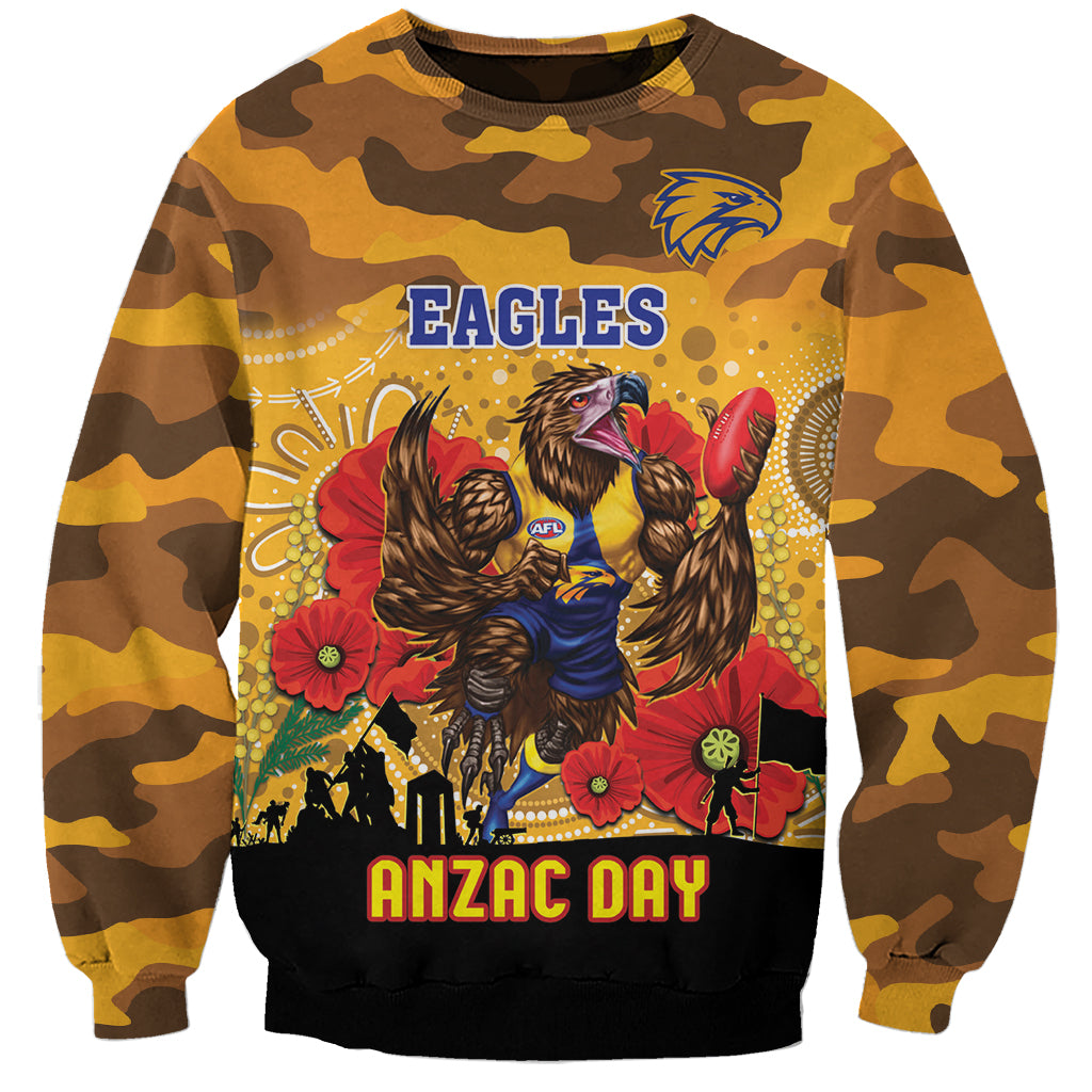 Custom Eagles Football ANZAC Sweatshirt Gallipoli Camouflage With Poppies