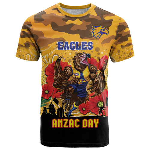 Custom Eagles Football ANZAC T Shirt Gallipoli Camouflage With Poppies