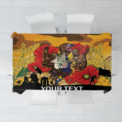 Custom Eagles Football ANZAC Tablecloth Gallipoli Camouflage With Poppies