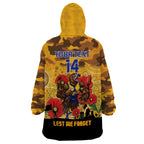 Custom Eagles Football ANZAC Wearable Blanket Hoodie Gallipoli Camouflage With Poppies