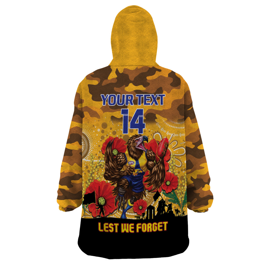 Custom Eagles Football ANZAC Wearable Blanket Hoodie Gallipoli Camouflage With Poppies