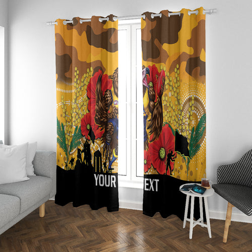 Custom Eagles Football ANZAC Window Curtain Gallipoli Camouflage With Poppies