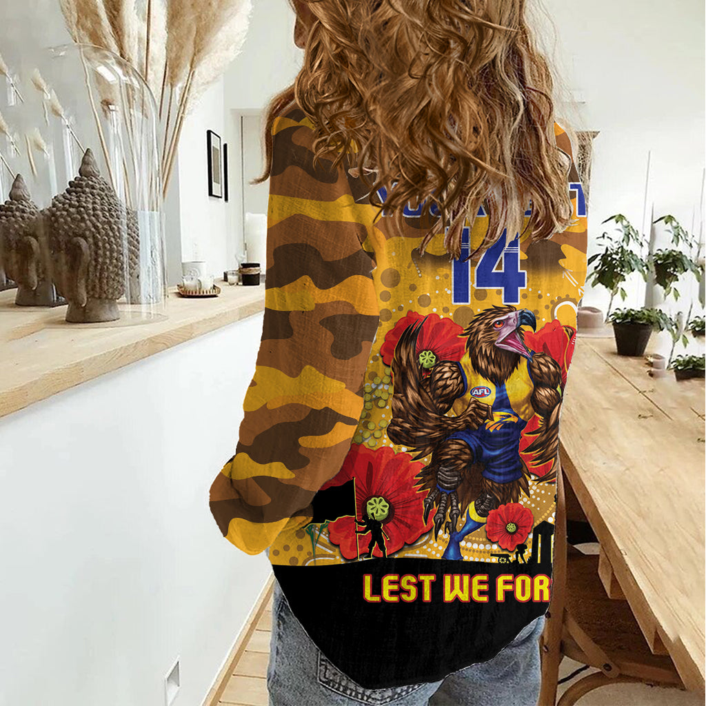 Custom Eagles Football ANZAC Women Casual Shirt Gallipoli Camouflage With Poppies