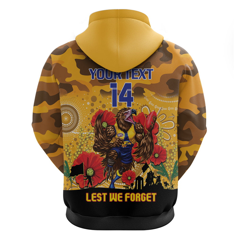 Custom Eagles Football ANZAC Zip Hoodie Gallipoli Camouflage With Poppies