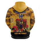 Custom Eagles Football ANZAC Zip Hoodie Gallipoli Camouflage With Poppies