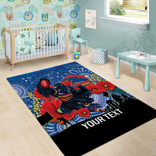 Custom Crows Football ANZAC Area Rug Gallipoli Camouflage With Poppies