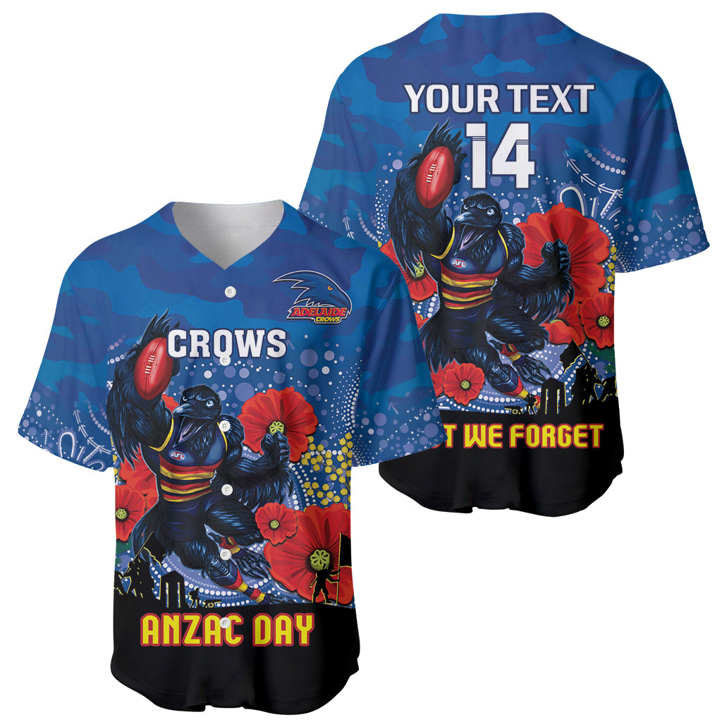Custom Crows Football ANZAC Baseball Jersey Gallipoli Camouflage With Poppies