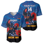 Custom Crows Football ANZAC Baseball Jersey Gallipoli Camouflage With Poppies