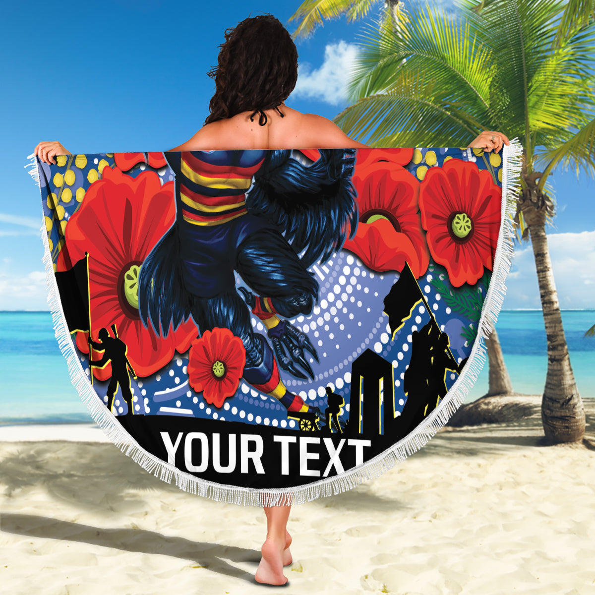 Custom Crows Football ANZAC Beach Blanket Gallipoli Camouflage With Poppies