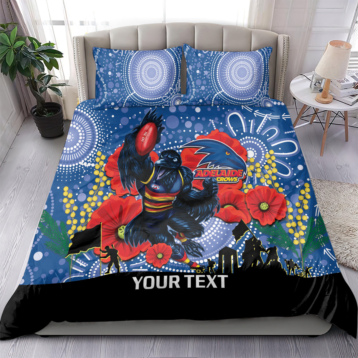 Custom Crows Football ANZAC Bedding Set Gallipoli Camouflage With Poppies