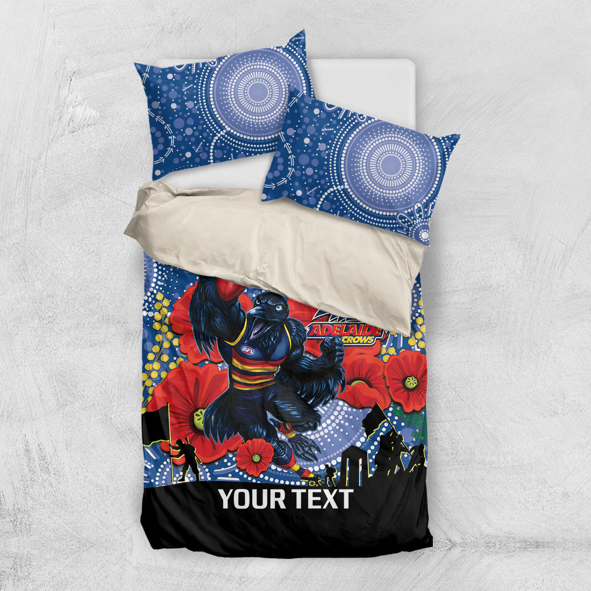 Custom Crows Football ANZAC Bedding Set Gallipoli Camouflage With Poppies