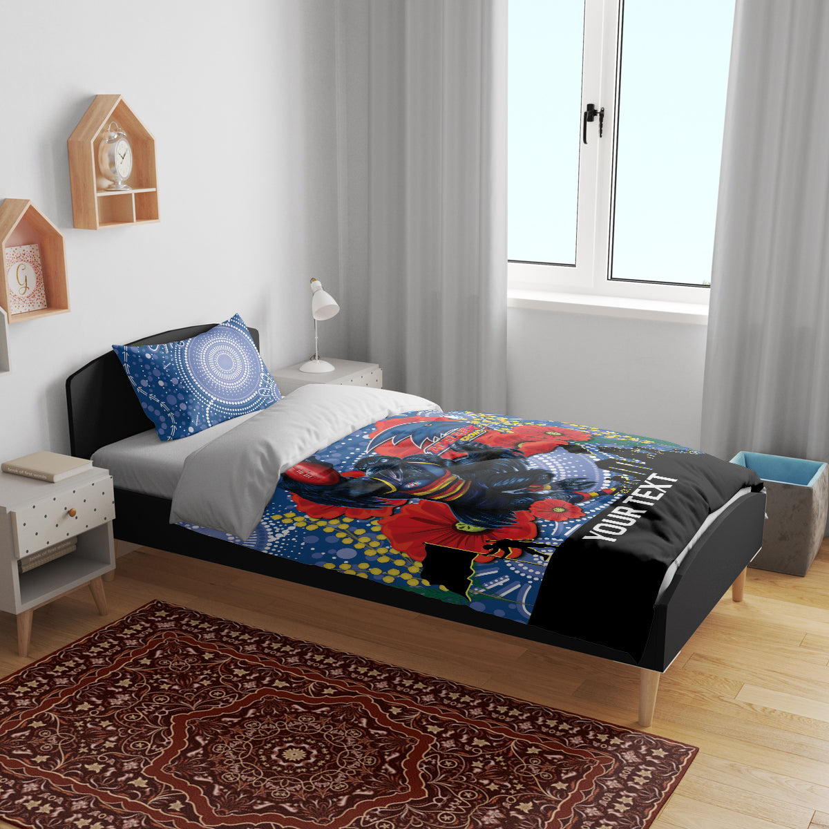 Custom Crows Football ANZAC Bedding Set Gallipoli Camouflage With Poppies