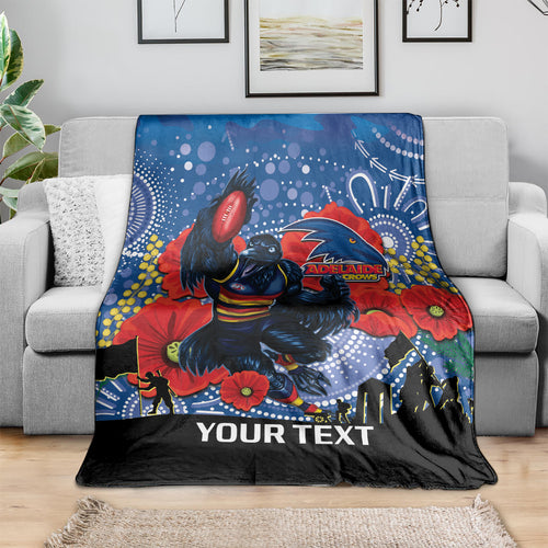 Custom Crows Football ANZAC Blanket Gallipoli Camouflage With Poppies