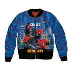 Custom Crows Football ANZAC Bomber Jacket Gallipoli Camouflage With Poppies