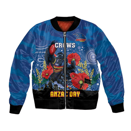 Custom Crows Football ANZAC Bomber Jacket Gallipoli Camouflage With Poppies