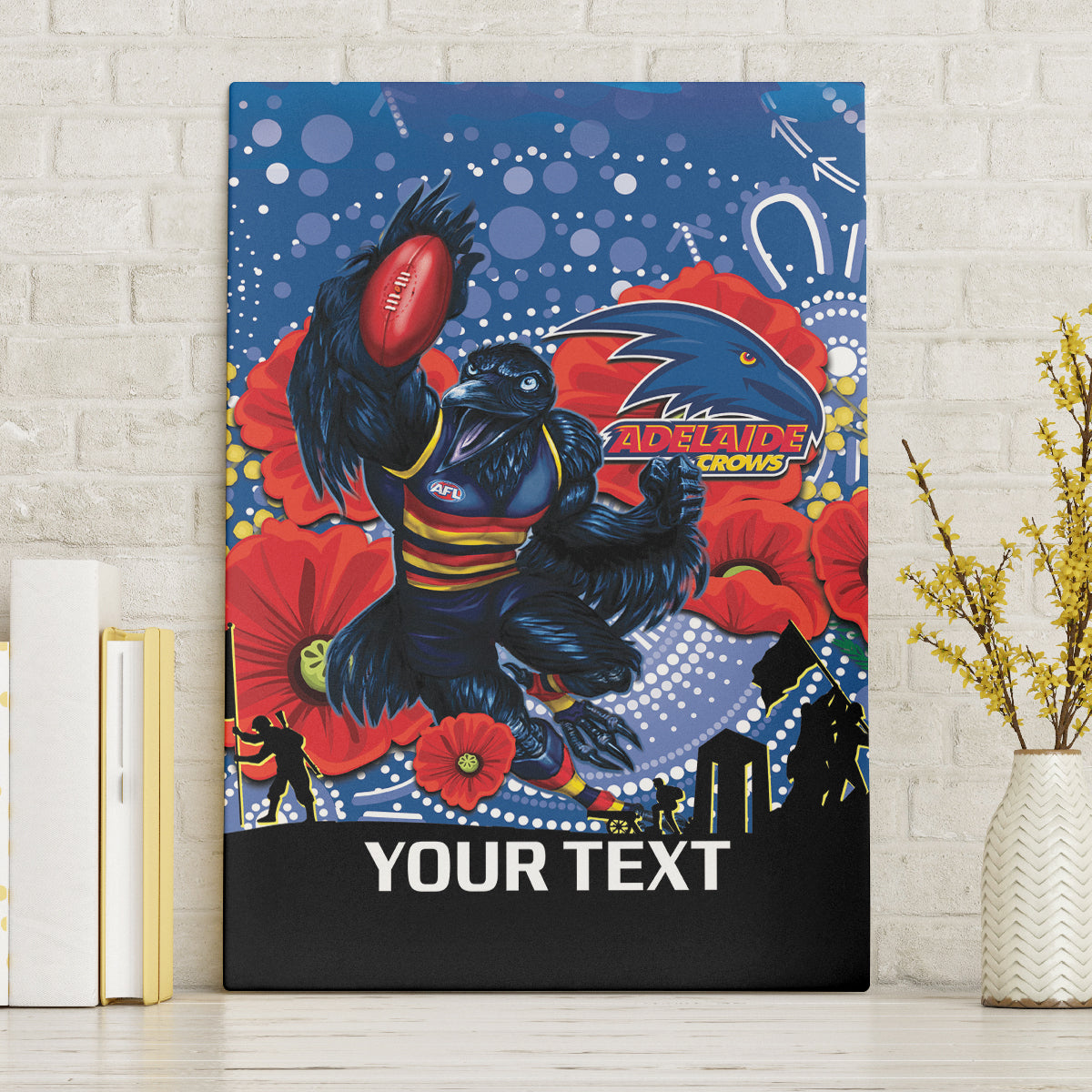 Custom Crows Football ANZAC Canvas Wall Art Gallipoli Camouflage With Poppies