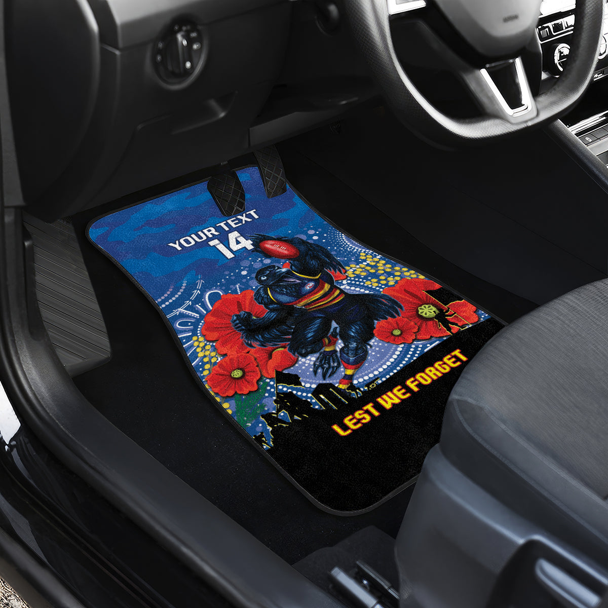 Custom Crows Football ANZAC Car Mats Gallipoli Camouflage With Poppies