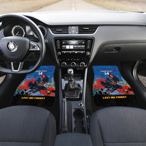 Custom Crows Football ANZAC Car Mats Gallipoli Camouflage With Poppies