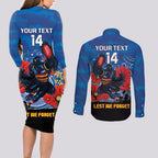 Custom Crows Football ANZAC Couples Matching Long Sleeve Bodycon Dress and Long Sleeve Button Shirt Gallipoli Camouflage With Poppies