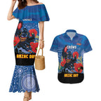 Custom Crows Football ANZAC Couples Matching Mermaid Dress and Hawaiian Shirt Gallipoli Camouflage With Poppies