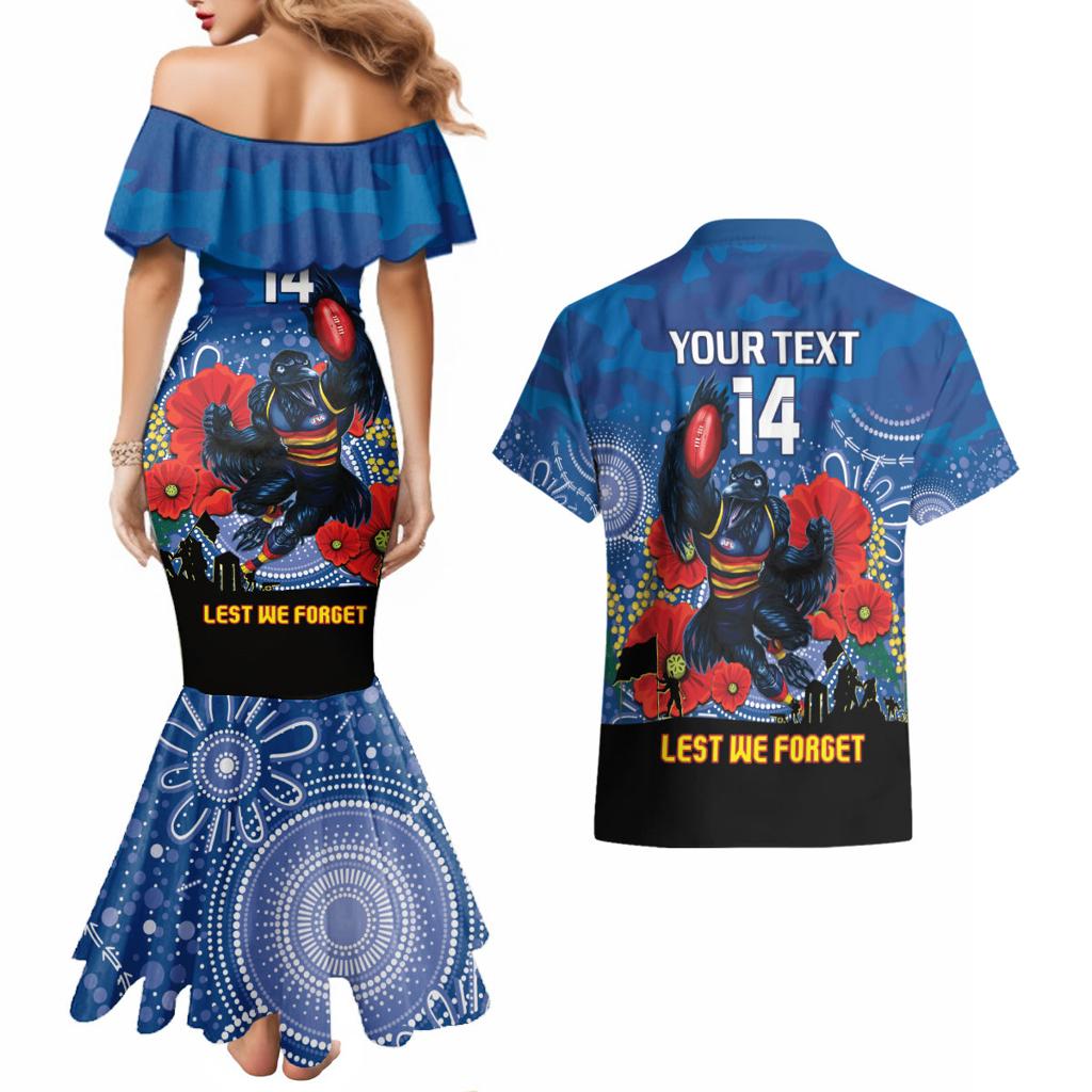 Custom Crows Football ANZAC Couples Matching Mermaid Dress and Hawaiian Shirt Gallipoli Camouflage With Poppies