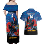 Custom Crows Football ANZAC Couples Matching Off Shoulder Maxi Dress and Hawaiian Shirt Gallipoli Camouflage With Poppies