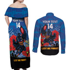 Custom Crows Football ANZAC Couples Matching Off Shoulder Maxi Dress and Long Sleeve Button Shirt Gallipoli Camouflage With Poppies