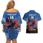 Custom Crows Football ANZAC Couples Matching Off Shoulder Short Dress and Hawaiian Shirt Gallipoli Camouflage With Poppies